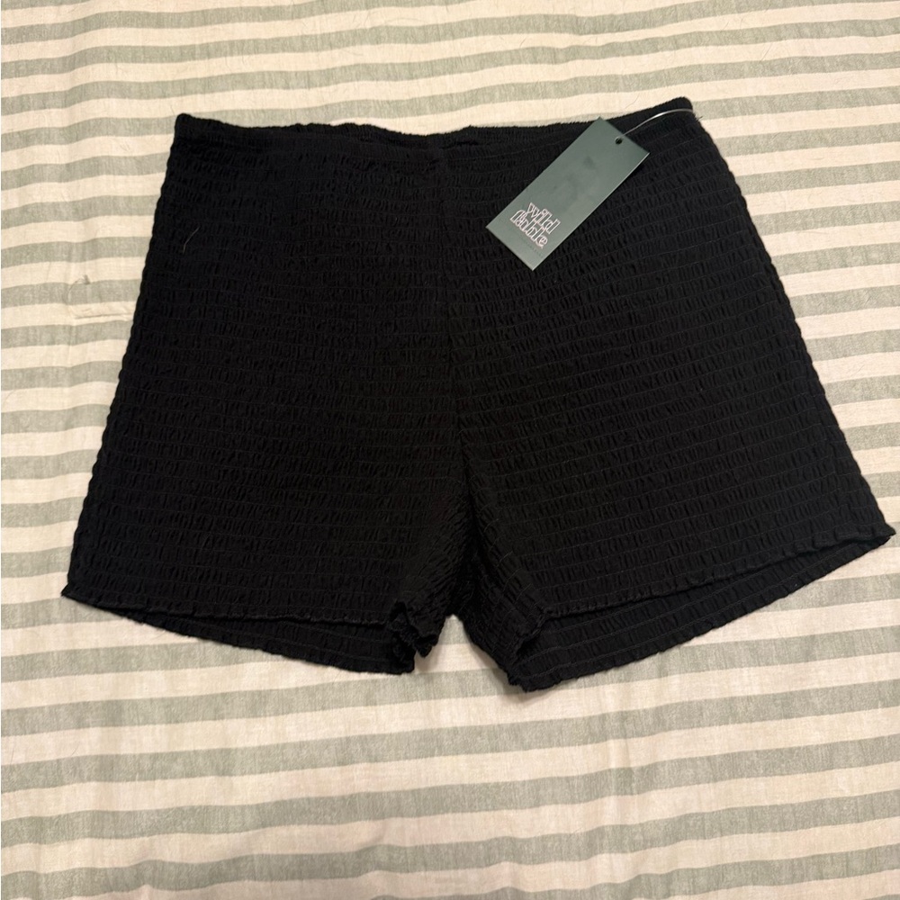 wild fable Black Smocked High-Waist Women's Shorts